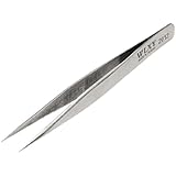 Uxcell a09101900ux0066 Fine Point Silver Tone Pointy Straight Tweezers, 4 1/2"