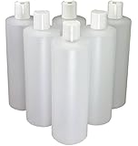 16 Oz Plastic Squeeze Bottles with Disc Top Flip Cap Set of 6 Empty