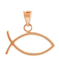 10K Rose Gold Ichthus (Fish) Horizontal Pendant