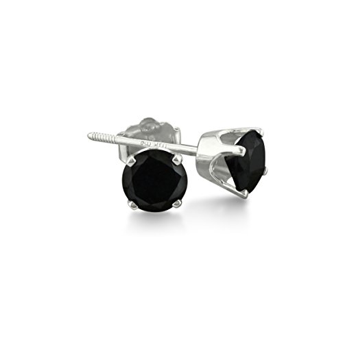 1ct tw. Black Diamond Stud Earrings set in White Gold