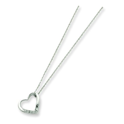 Sterling Silver Heart with Diamond Necklace with 18 inch Sterling Silver chain