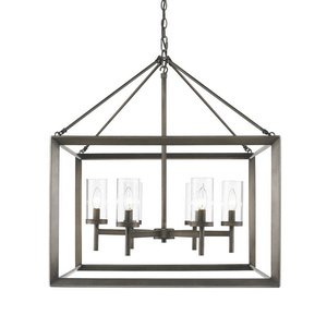 Best Buy Golden Lighting 2073-6 GMT Chandelier with Clear Glass Shades, Gunmetal Bronze Finish