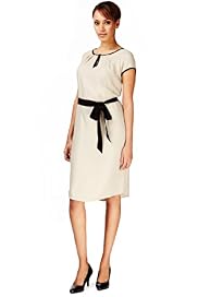 Contrast Trim Tunic Belted Dress