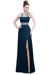 Sexy Chiffon Slit Lace Beaded Evening Dress/Pageant Dress/Prom Dress/Party Dress 