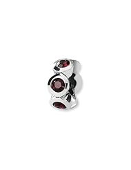 June Birthstone, 6-Stone Charm in Silver For 3mm Charm Bracelets