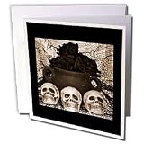 WhiteOaks Halloween Skulls - Three Skulls and Cauldron Skulls and cauldron - Greeting Cards-6 Greeting Cards with envelopes