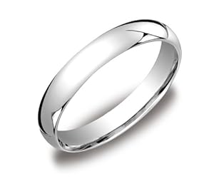 Platinum Comfort-Fit Plain Wedding Band (4 mm), Size 7.5