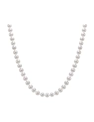 Classical 925 Sterling Silver 8.0-8.5mm Cream Pearl Women Necklace - 19 inch