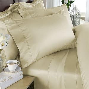 SATEEN FINISH 6 pc 800 Thread Count Egyptian Cotton Sheet Set with 4 PILLOW CASES, King, Ivory Solid