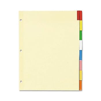 Set A Shopping Price Drop Alert For Wilson Jones Insertable Binder Tab Dividers, 8 Tab Multicolor (W54311A)