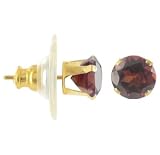 14 KT Yellow Gold Garnet Stainless Steel Back Post 14K Stud Earrings