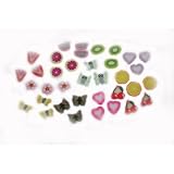 Tiffany Nail Art Décoration 3D Fimo 1000-Panneaux Fimo coeur, papillon, fleur, cerise et de fruits dans la roue