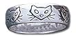 Solid Sterling Silver Cat Heads Band Ring