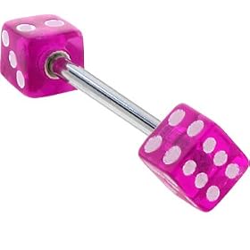 Barbell - Purple DICE Tongue Ring by 