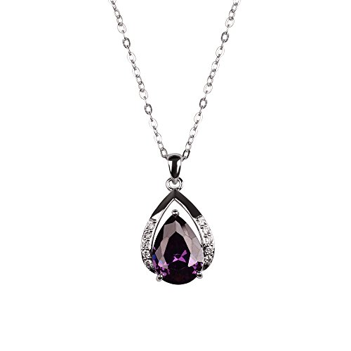 Sterling Silver Plated Necklace with Elegant Teardrop Purple Pendant WB -B00CMYF3ZE