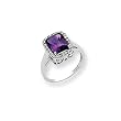 Amethyst & Diamond Ring in 14k White Gold