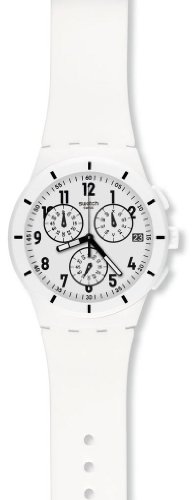Swatch SUSW402 twice again white dial rubber strap unisex watch NEW