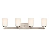 Quoizel TY8604AN Taylor 4-Light Contemporary Uplight or Downlight Bath Fixture with Opal Etched Glass, Antique Nickel
