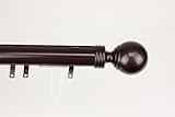 IMAGE OF Decorative Traverse Curtain Rod w/ Sliders Ball Finial 66 - 120 inch - Cocoa