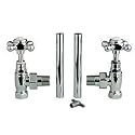 Chrome Traditional Heated Towel Radiator Rail Valves Pair