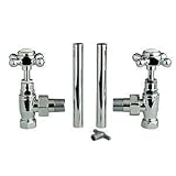 Chrome Traditional Heated Towel Radiator Rail Valves Pair