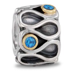 Buy Authentic Pandora Jewelry Silver 14k Yellow Gold Infinity Bead with Turquoise Topaz Charm