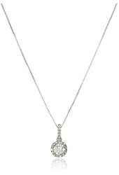 14k White Gold Diamond Solitaire Pendant Necklace (1/2 cttw, H-I Color, I2 Clarity), 18"