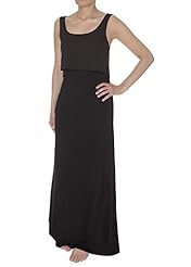 Crepe/Jersey/Rayon Scoop Neck Tank Maxi Dress 