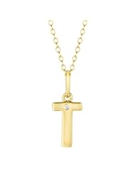Gold over silver 0.005ct TDW Diamond Initial T Necklace (H-I, I2)