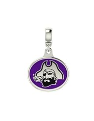 East Carolina Pirates Collegiate Drop Charm Fits Most Pandora Style Bracelets Including, Chamilia, Zable, Troll and More. High Quality Drop in Stock for Fast Shipping.
