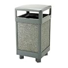 Hinged Top Receptacle, 29 Gallon, 21Sqx40H, Natural Stone, Gray URIR36HT2000