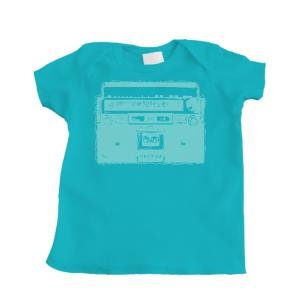 Boy's Turquoise Blue Infant T-Shirt with Cassette Player Design - 12 Months