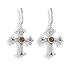 Small Garnet Cross Earrings