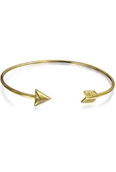 Bling Jewelry 925 Sterling Yellow Gold Plated Adjustable Arrow Stackable Bangle