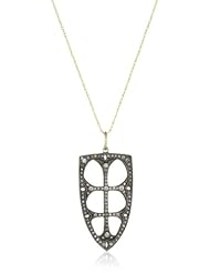 Mizuki Gold and Blackened Silver Diamond French Gothic Frame Necklace