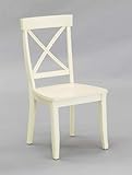 Set of 2 Dining Chairs with Cross Back in Antique White Finish