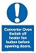 Convertor Oven Switch off heater fan button before opening doors - Mandatory Sign