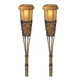 Malibu Outdoor Solar-Powered Tiki Torch Light, 2-Pack #LZ604R2