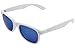LotFancy Classic Horn Rimmed Sunglasses for Women Men with Case, UV400 Protection, 54MM, Retro Stylish Square Eyewear for Driving Fishing Sports, Non Polarized, Blue Mirrored Lens, White Resin Frame