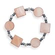Pink Shell, Rose Quartz and Hematite Bracelet 7"