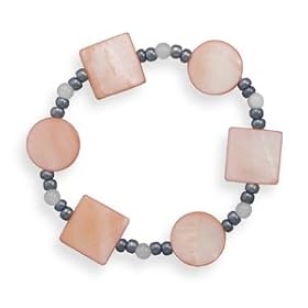 Pink Shell, Rose Quartz and Hematite Bracelet 7 by West Coast Jewelry