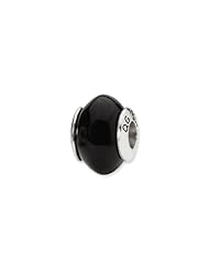 Sterling Silver Natural Black Agate Stone Charm for 3mm Bracelets