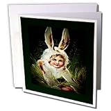 Sandy Mertens Easter Vintage - Girl in Bunny Costume - Greeting Cards-6 Greeting Cards with envelopes