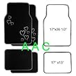 A Set of 4 Universal Fit Plush Carpet Floor Mats for Cars / Truck - Hearts Silver
