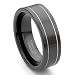 Black Tungsten Carbide Wedding Band Ring w/ Grooves