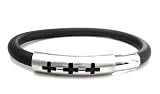 MULTI-CROSS' Magnetic Stainless steel and black rubber bangle bracelet (8)