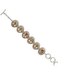 6.5"+1.5" Oval Citrine Bracelet 925 Solid Sterling Silver Designer