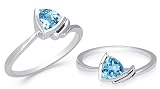Trillion Cut Swiss Blue Topaz Ring Sterling Silver