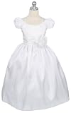 New Taffeta Capp Sleeve Flower Girl or First Communion Dress Sz 2 to 12 Girls (White or Ivory)