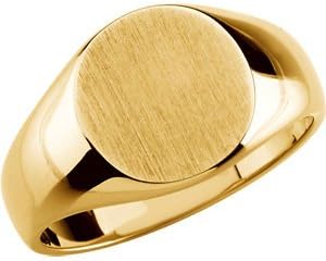 18K Rose Gold Gents Signet Ring W/Brush Finished Top Size 10 / 22.00X20.00 Mm